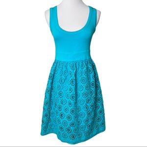 Olian Maternity Aqua Eyelet Sleeveeless Dress